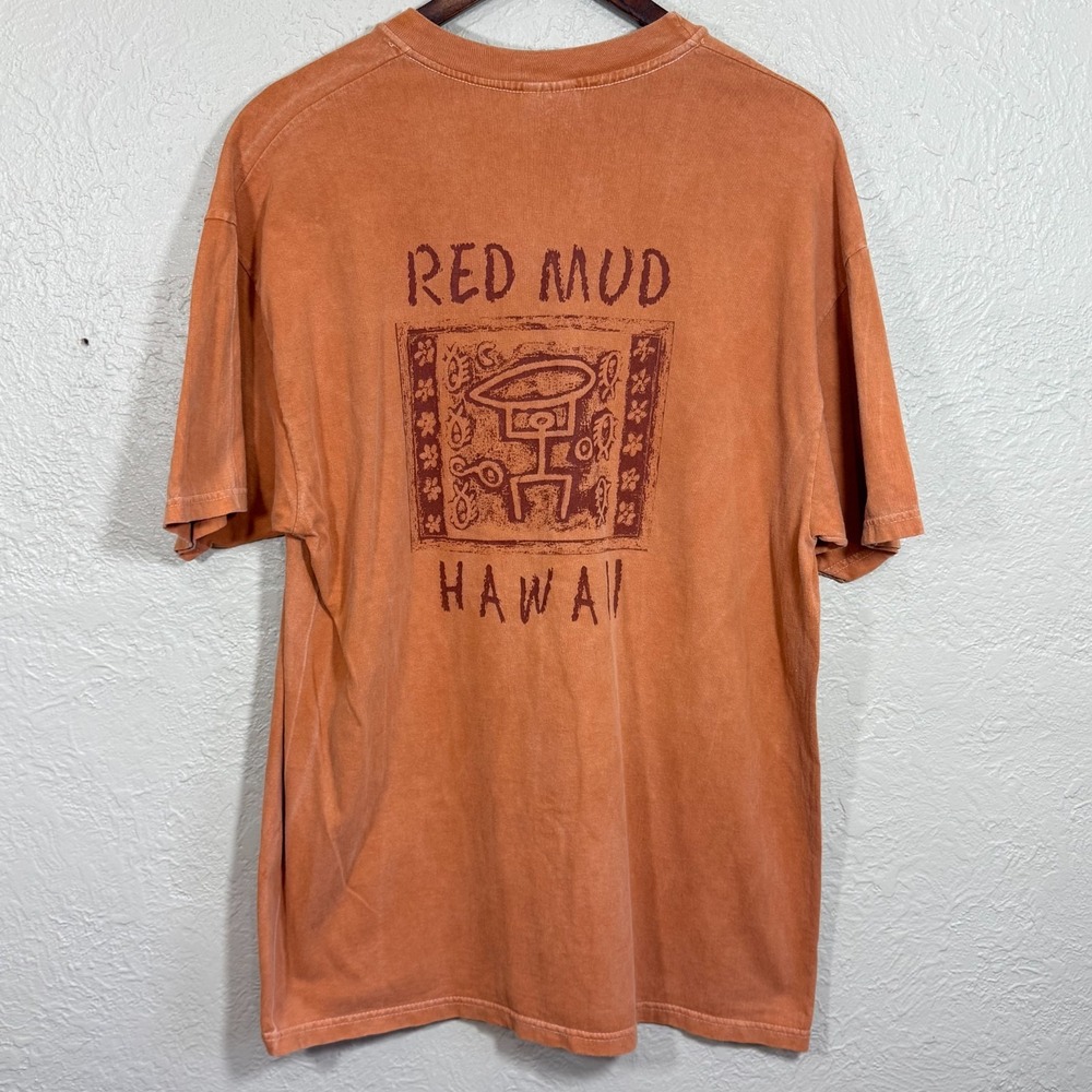 Red Mud Hawaii Graphic‎ T-Shirt XL Cotton Hanes Heavyweight Surf Tribal Y2K 90s
